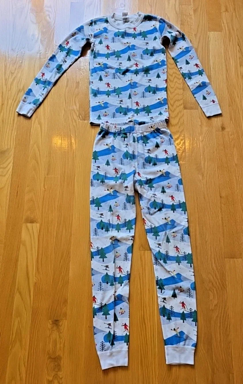Hanna Andersson Ski Slope Organic Cotton Long John Pajama Set 10 140cm Winter